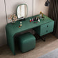 Bedroom Glam Double Drawers Faux Leather Standing Make-up Vanity