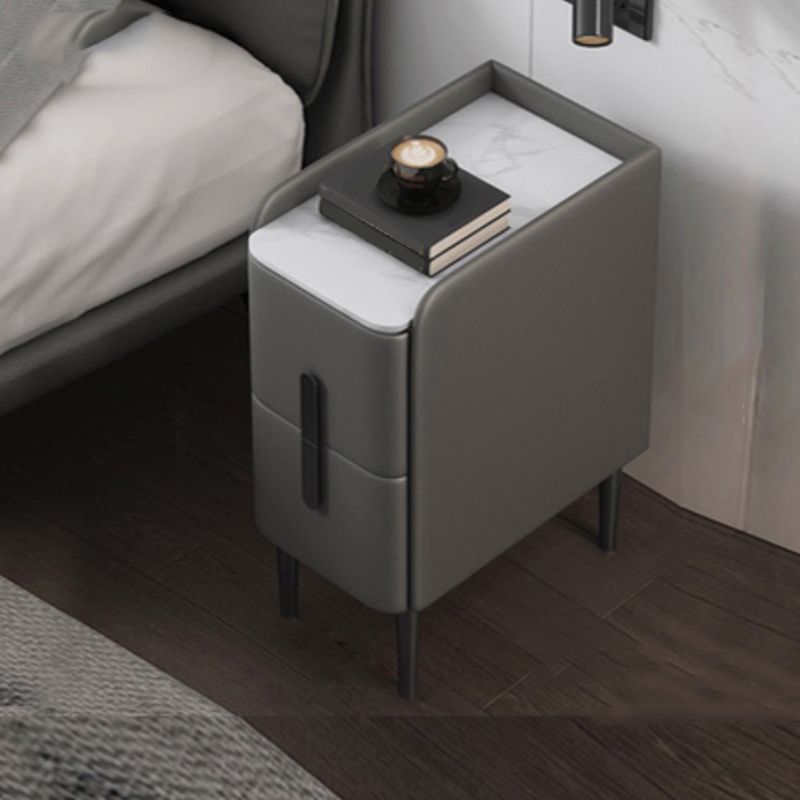 20 Zoll großer Nachttisch moderner Stein-Faux-Leder 2-Dränger-Beine inklusive Nachttisch enthalten