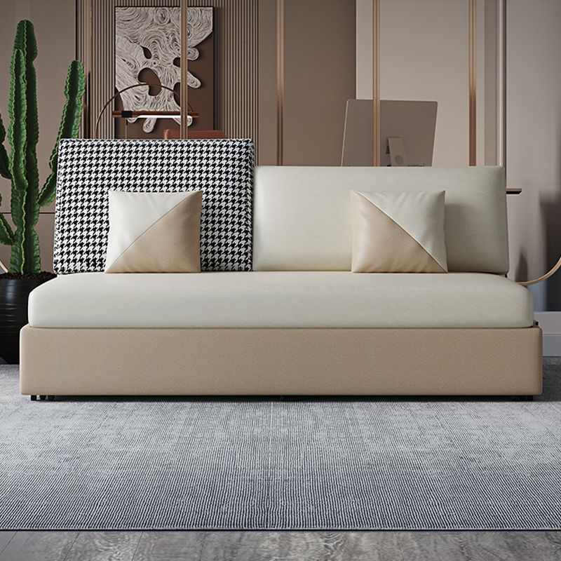 Divano di divano moderno di divano a bracciale senza bracciole resistente alla macchia in beige