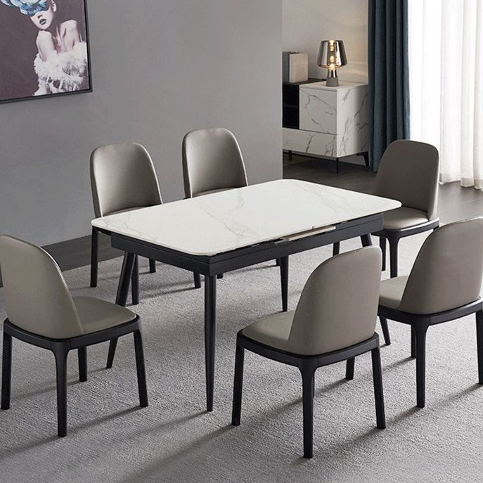 Stone Extendable Dining Site Table Industrial Style Rectangle Dining Table for Home Clearhalo ' dining_table' 'Dining Tables & Seating' 'Dining Tables' 'furn' 'furn_dining_table' 'Furniture' 'furniture_dining_table' 'Kitchen & Dining Furniture' 'kitchen&dining_furn' 'kitchen' 'kitchen_dining_table' 1200x1200_de09cb9c-4870-4995-8983-e9cea7d27e52