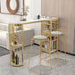 Glam White Marble Bar Table with Specialty Table Top Double Pedestal Table - 42" H Clearhalo 'Bar Furniture' 'Bar Tables' 'bar_tables' 'furn' 'furn_bar_tables' 'Furniture' 'furniture_bar_tables' 'Kitchen & Dining Furniture' 1200x1200_de0ce580-226b-4e23-ab5a-63537a74bdff