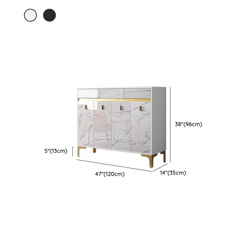 Credenza a buffet in legno di credenza in stile glam con armadi e cassetti