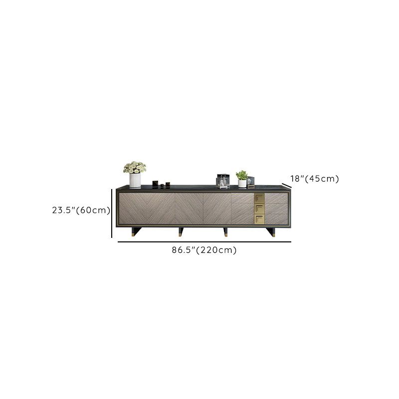 Glass TV Stand Console Enclosed Storage TV Console with 3 Drawers Clearhalo 'furn' 'furn_tv_stands_entertainment_centers' 'Furniture' 'Living Room Furniture' 'TV Stands & Entertainment Centers' 'TV Stands & Media Storage Furniture' 'tv_stands_entertainment_centers' 1200x1200_de0dad29-e661-414b-8ac3-d63aa989abed