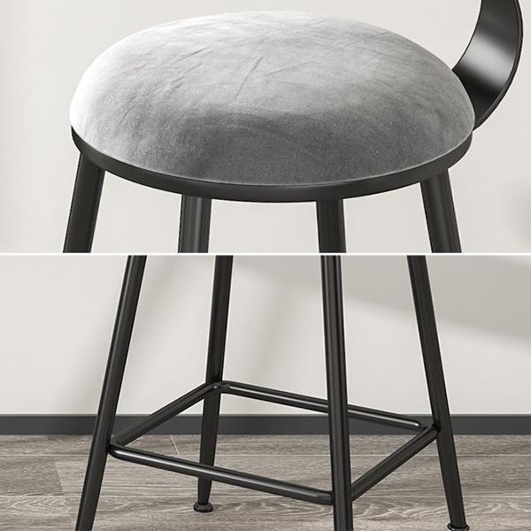 Scandinavian Low Back Footrest Barstool Matte Finish Velvet Counter Stool Clearhalo 'Bar Furniture' 'Bar Stools' 'bar_stools' 'furn' 'furn_bar_stools' 'Furniture' 'furniture_bar_stools' 'Kitchen & Dining Furniture' 1200x1200_de0f22ab-d0df-448c-bd84-a61fe66efbb4