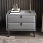 2-Drawer Faux Leather Nightstand Solid Wood Modern 19" H Legs Included Night Table
