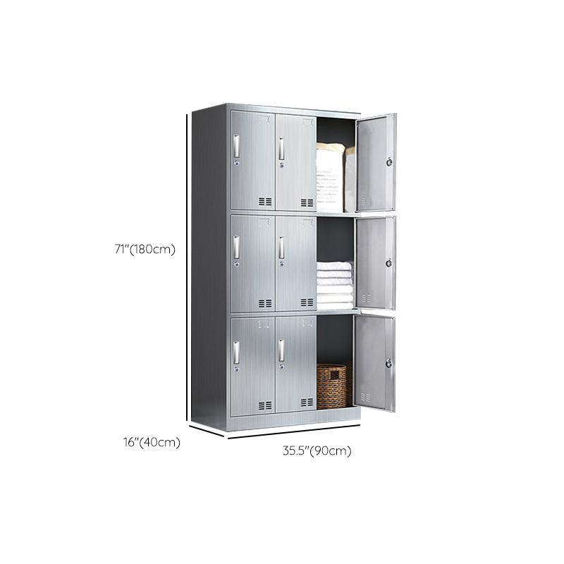 Steel Chrome Storage Cabinet Modern Cabinet with Hinged Doors Clearhalo 'Armoires & Wardrobes' 'armoires_wardrobes' 'Bedroom Furniture' 'furn' 'furn_armoires_wardrobes' 'Furniture' 1200x1200_de11f340-0bba-4007-8681-0ac19a3fcb76