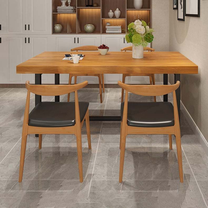 Industrial Brown Dining Table Indoor Rectangle Dinette Table with Metal Frame Clearhalo 'Dining Tables & Seating' 'Dining Tables' 'dining_table' 'furn' 'furn_dining_table' 'Furniture' 'Kitchen & Dining Furniture' 1200x1200_de12f84b-08a1-4c8b-b37d-6026138b5e8f