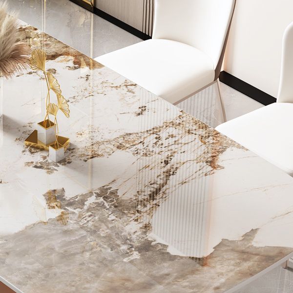 Glam Stone Rectangle Dining Table Metal Base for Dining Room Clearhalo 'Dining Tables & Seating' 'Dining Tables' 'dining_table' 'furn' 'furn_dining_table' 'Furniture' 'Kitchen & Dining Furniture' 1200x1200_de133d1a-02d9-46e8-84f5-b6f59d54dfb2