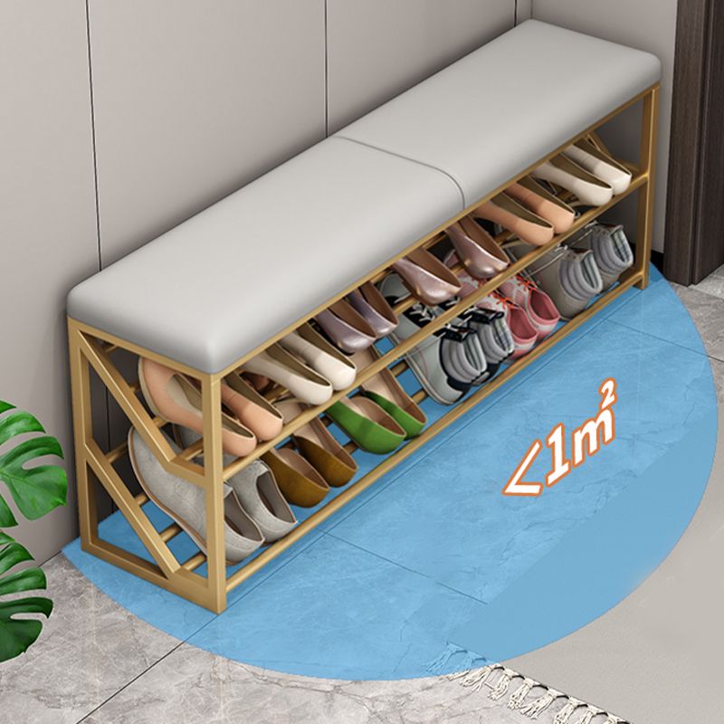 Modern Entryway Bench Cushioned Rectangle Seating Bench with Shelves Clearhalo 'Benches' 'Chairs & Seating' 'furn' 'furn_benches' 'Furniture' 'Living Room Furniture' 1200x1200_de1389a9-594b-43a9-9d03-820b181ee2de