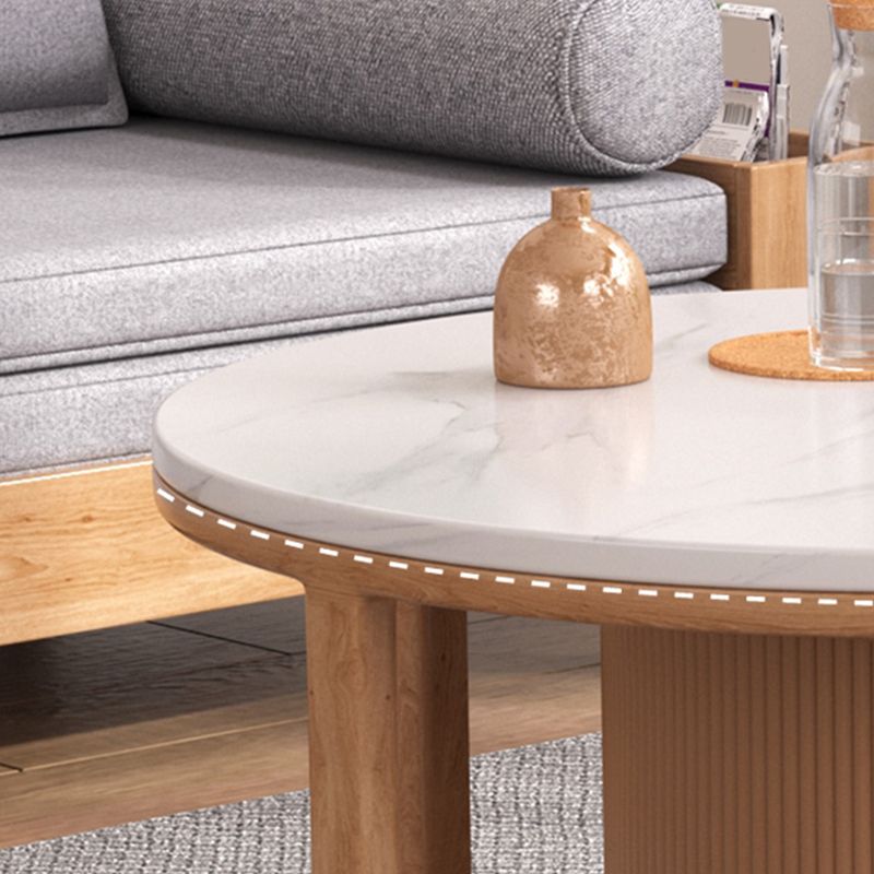 Mesa de café redonda de mesa de café juego con estante de almacenamiento