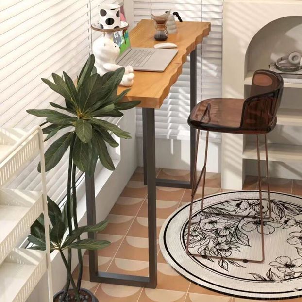 Specialty Brown Modern Style Bar Table in Solid Wood and Metal Balcony Bar Table Clearhalo 'Bar Furniture' 'Bar Tables' 'bar_tables' 'furn' 'furn_bar_tables' 'Furniture' 'furniture_bar_tables' 'Kitchen & Dining Furniture' 1200x1200_de145a1e-ffc0-42cf-a282-fe51f4e55142