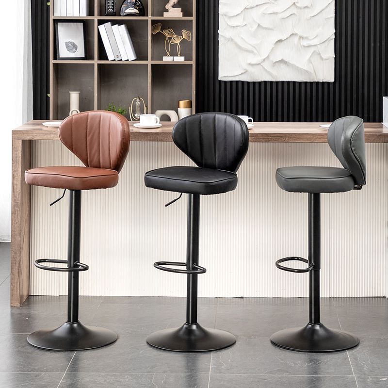 Contemporary Faux Leather Bar Stool Footrest Low Back Adjustable Height Swivel Stool Clearhalo 'Bar Furniture' 'Bar Stools' 'bar_stools' 'furn' 'furn_bar_stools' 'furniture_bar_stools' 'Kitchen & Dining Furniture' 'kitchen&dining_furn' 'kitchen' 'kitchen_furn' Furniture' 1200x1200_de14cf45-ab7c-4d9b-a835-4640fdf729f4