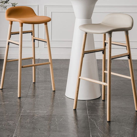 Faux Leather Counter Stool Modern Style Low Back Barstool with Solid Wood Legs Clearhalo 'Bar Furniture' 'Bar Stools' 'bar_stools' 'furn' 'furn_bar_stools' 'Furniture' 'Kitchen & Dining Furniture' 1200x1200_de160db4-f02e-422c-959a-8d0d47851b38