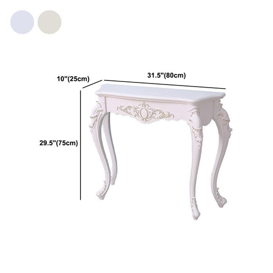 Mesa de sofá de campo francés rectángulo de madera recuperado 4 patas mesa de consola blanca