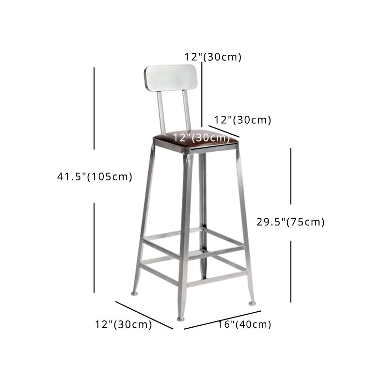 Industrial Square Iron Bar Stool Silver Footrest Bristol Stool Clearhalo 'Bar Furniture' 'Bar Stools' 'bar_stools' 'furn' 'furn_bar_stools' 'Furniture' 'Kitchen & Dining Furniture' 1200x1200_de18eda8-ecd9-4f21-aca8-8983524805d0