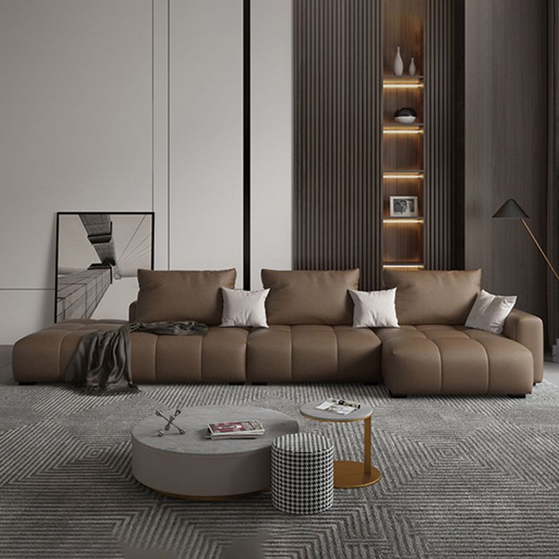 Dark Brown Cushion Back Contemporary Storage Faux Leather Sofa Clearhalo 'furn' 'furn_sectionals' 'Furniture' 'furniture_sectionals' 'Living Room Furniture' 'Sectionals' 1200x1200_de1a6e92-f67c-4456-a9f8-1cbfb89661cb