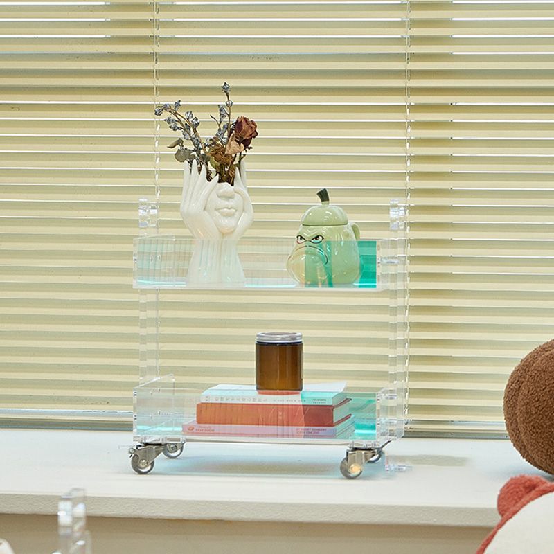 Modern Acrylic Rectangular End Table Double Tier Corner Table with Storage Clearhalo 'Coffee & Accent Tables' 'End & Side Tables' 'end_side_tables' 'furn' 'furn_end_side_tables' 'Furniture' 'Living Room Furniture' 1200x1200_de1ba6de-f655-4a58-9fe4-52b4609573af