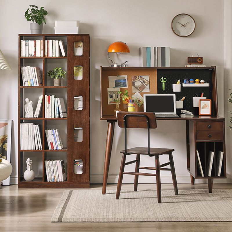 Mid Century Modern Brown Shelf BOUWCAST Open opslag voor thuiskantoor