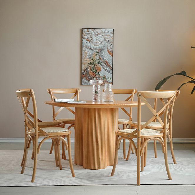 Contemporary Round Dining Table Pine Solid Wood Table with Pedestal Base for Home Kitchen Dinner Clearhalo ' dining_table' 'Dining Tables & Seating' 'Dining Tables' 'furn' 'furn_dining_table' 'Furniture' 'furniture_dining_table' 'Kitchen & Dining Furniture' 'kitchen&dining_furn' 'kitchen' 'kitchen_dining_table' 1200x1200_de1c4a13-d77d-4adc-8f64-9d4343682b6c