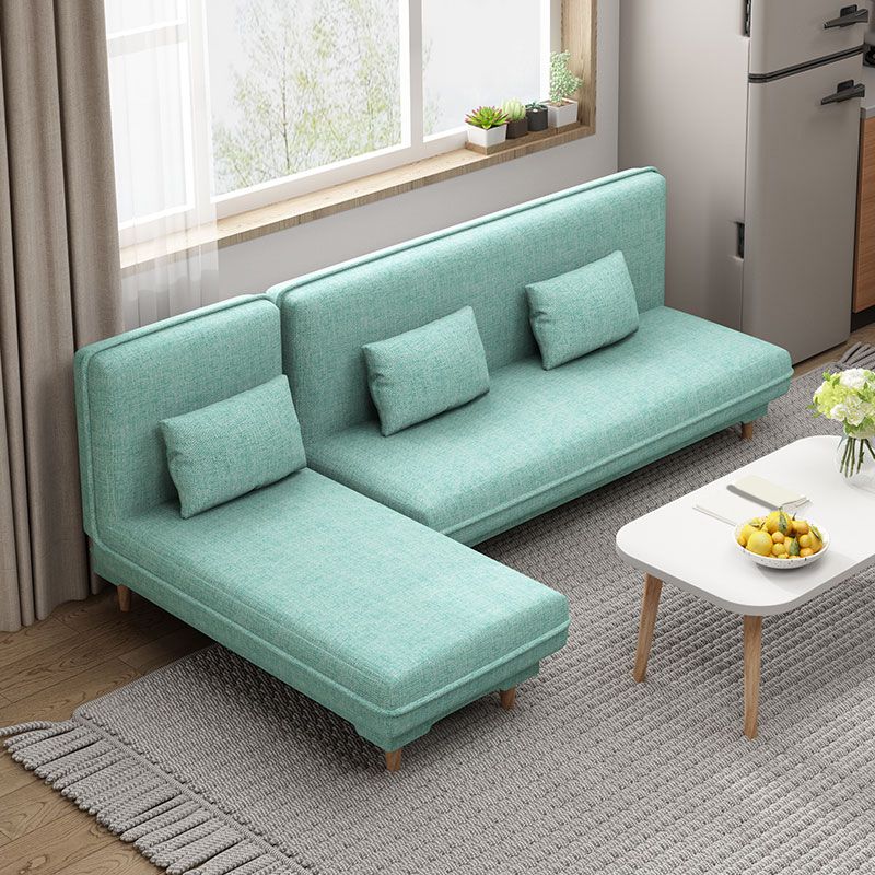 30.7"H Blue/ Grey / Green Linen Armless Sofa Bed& Chaise for Living Room
