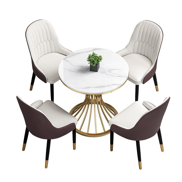 Glam Sintered Stone Dining Room Set Standard Height with Gold Base Dining Furniture Clearhalo 'Dining Room Sets' 'Dining Tables & Seating' 'dining_room_set' 'furn' 'furn_dining_room_set' 'Furniture' 'furniture_dining_room_set' 'Kitchen & Dining Furniture' 'kitchen&dining_furn' 'kitchen' 1200x1200_de1dbda6-8dce-42f0-a438-9ad91b61c691