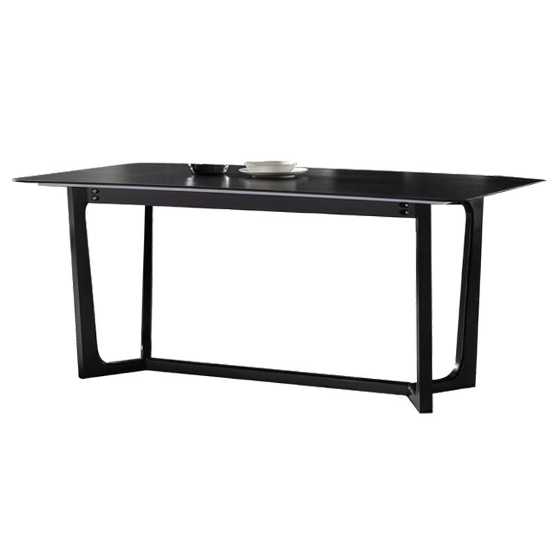 Industrial Sintered Stone Dining Table Trestle Base Rectangle Table for Home Clearhalo ' dining_table' 'Dining Tables & Seating' 'Dining Tables' 'furn' 'furn_dining_table' 'Furniture' 'furniture_dining_table' 'Kitchen & Dining Furniture' 'kitchen&dining_furn' 'kitchen' 'kitchen_dining_table' 1200x1200_de1dc4cb-f09e-4999-9e80-ab677a3c07b3