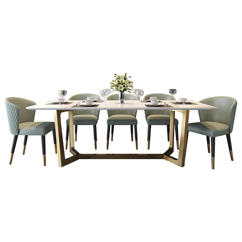 Home Scandinavian Style Sintered Stone Dining Bench Set Rectangular Dining Table with Trestle Base Clearhalo 'Dining Room Sets' 'Dining Tables & Seating' 'dining_room_set' 'furn' 'furn_dining_room_set' 'Furniture' 'furniture_dining_room_set' 'Kitchen & Dining Furniture' 'kitchen&dining_furn' 'kitchen' 1200x1200_de1de087-9f98-495c-a256-18ebab08e8fb