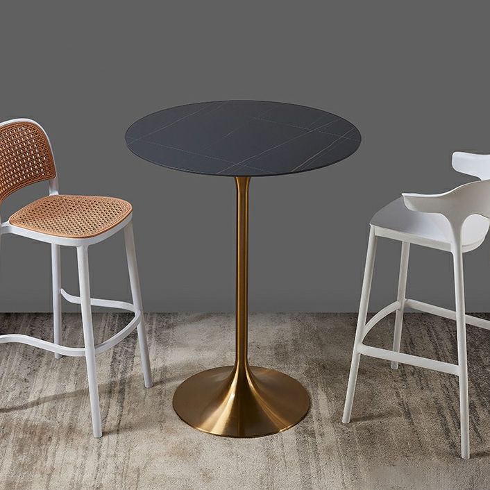 Tavolo da bar top top rotondo tavolo da pub glam con piedistallo in metallo oro