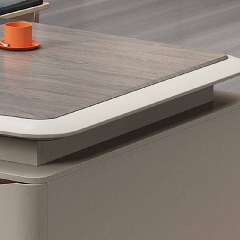 Scrivania da ufficio scuro taupe glam di scrittura rettangolare con cassetti