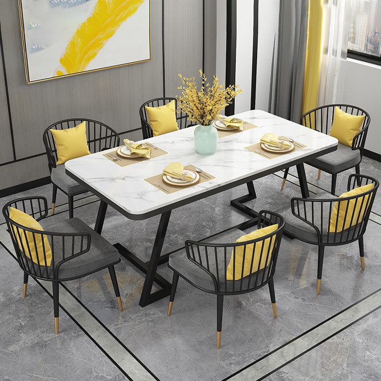 Modern 1/2/5/7 Pieces Dining Set White Stone Top Dining Furniture Clearhalo 'Dining Room Sets' 'Dining Tables & Seating' 'dining_room_set' 'furn' 'furn_dining_room_set' 'Furniture' 'Kitchen & Dining Furniture' 1200x1200_de2168ca-89d5-4325-84de-41c4acc14987