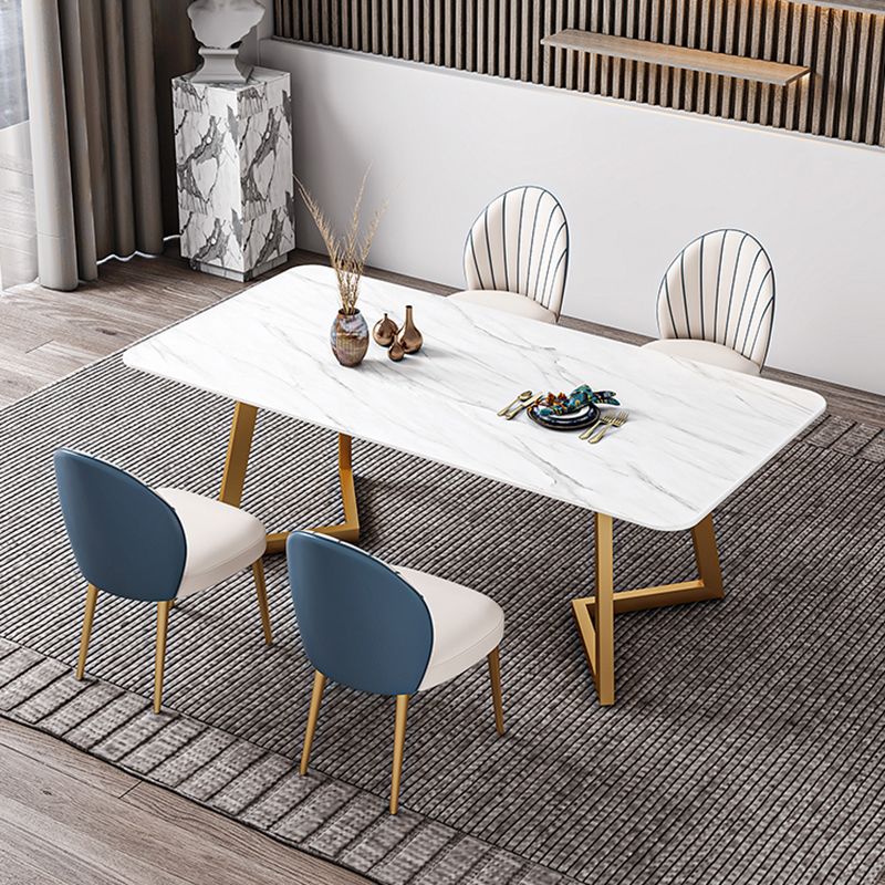 Iron and Slate Table Glam Style Simple Home Rectangular Dining Table Clearhalo 'Dining Tables & Seating' 'Dining Tables' 'dining_table' 'furn' 'furn_dining_table' 'Furniture' 'Kitchen & Dining Furniture' 1200x1200_de245dfe-b3be-40a3-b1a5-1af113538a6f