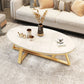 Cross Legs Coffee Table with Stone Oval Top and Iron Base Cocktail Table Clearhalo 'Coffee & Accent Tables' 'Coffee Tables' 'coffee_tables' 'furn' 'furn_coffee_tables' 'Furniture' 'Living Room Furniture' 1200x1200_de253cd0-2242-4d82-8ac4-198699e4437d