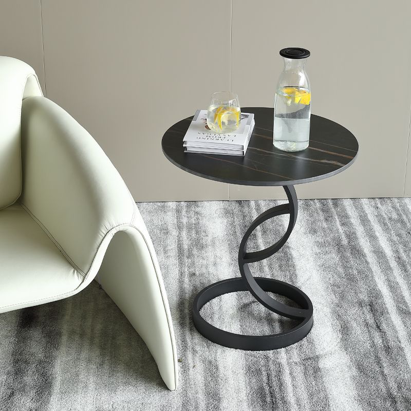 Round Black and White Stone Coffee Table Pedestal 1 Single Cocktail Table Clearhalo 'Coffee & Accent Tables' 'Coffee Tables' 'coffee_tables' 'furn' 'furn_coffee_tables' 'Furniture' 'Living Room Furniture' 1200x1200_de279c71-0dfd-48f5-88d7-8aa07c4a0ea2