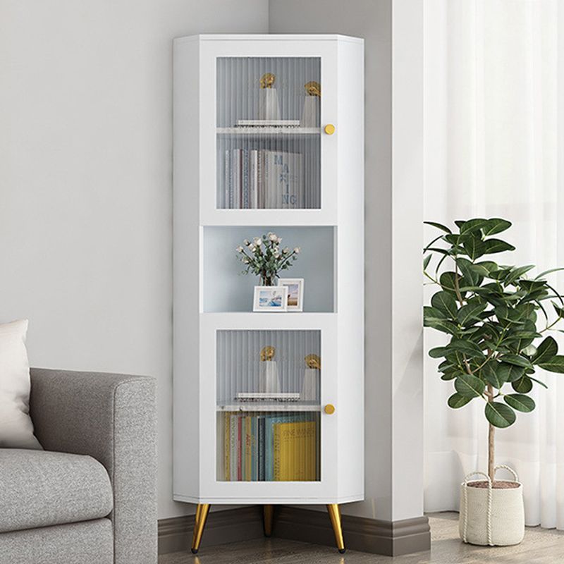 Contemporary Storage Cabinet with 3 Shelves and Glass Paned Triangle Cabinet Clearhalo 'Cabinets & Chests' 'cabinets_chests' 'furn' 'furn_cabinets_chests' 'Furniture' 'Living Room Furniture' 1200x1200_de281b2f-10d9-4992-82b2-b3a0b034ee20