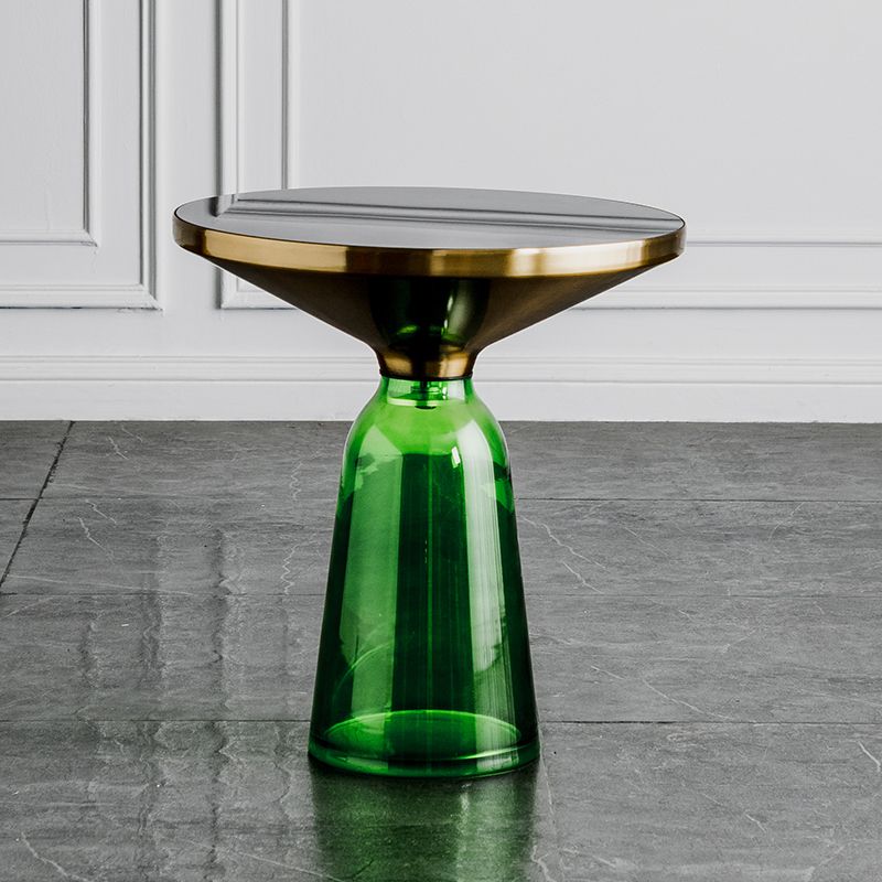 Mesa de café de cono de pedestal mesa de cóctel de vidrio redondo moderno