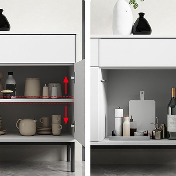 Server di legno ingegnerizzato bianco server contemporaneo con cassetti e porte