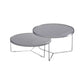 Modern Round Coffee Table Glass Top and Iron Coffee or End Table Cross Legs