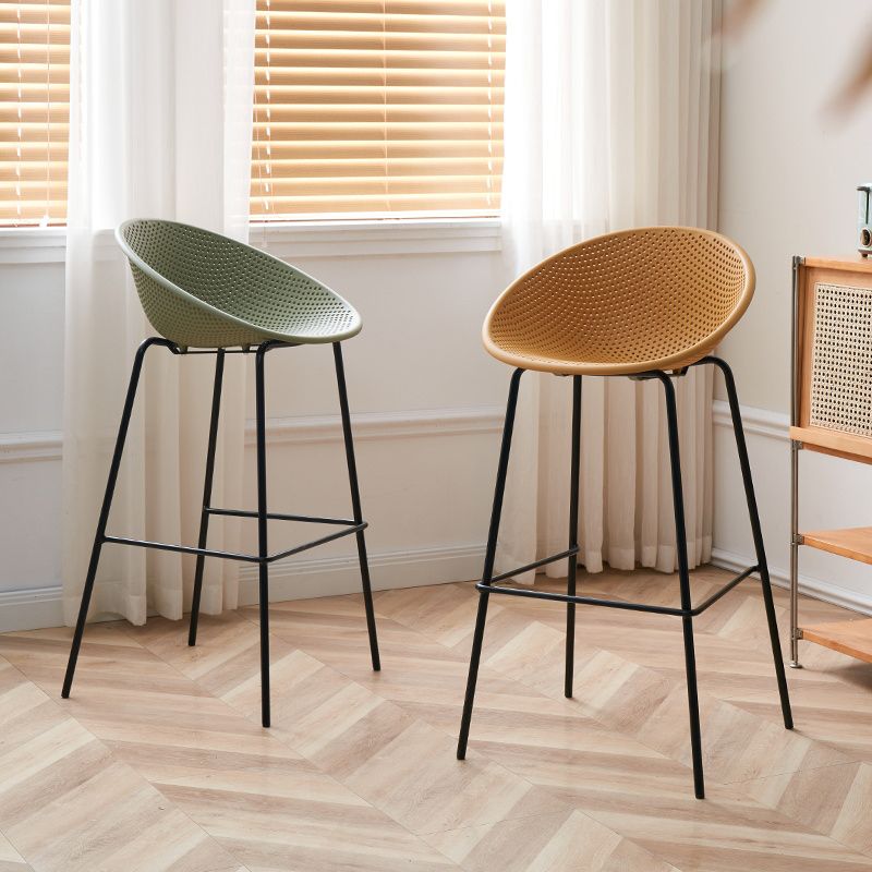 Nordic Backrest Counter Stool with Metal Base Plastic Armless Bar Chair with 4 Legs Clearhalo 'Bar Furniture' 'Bar Stools' 'bar_stools' 'furn' 'furn_bar_stools' 'Furniture' 'Kitchen & Dining Furniture' 1200x1200_de2e3585-9eb7-4e3c-866e-ebdab5c5c23e