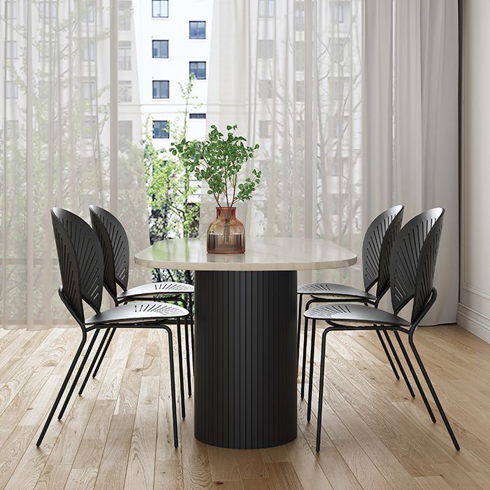 Simplicity Style Furniture Oval Double Pedestal Dining Site Table for Dining Room Clearhalo 'Dining Tables & Seating' 'Dining Tables' 'dining_table' 'furn' 'furn_dining_table' 'Furniture' 'furniture_dining_table' 'Kitchen & Dining Furniture' 'kitchen' 'kitchen_dining_table' 1200x1200_de32c055-4621-4234-b11b-e80e8435dc99