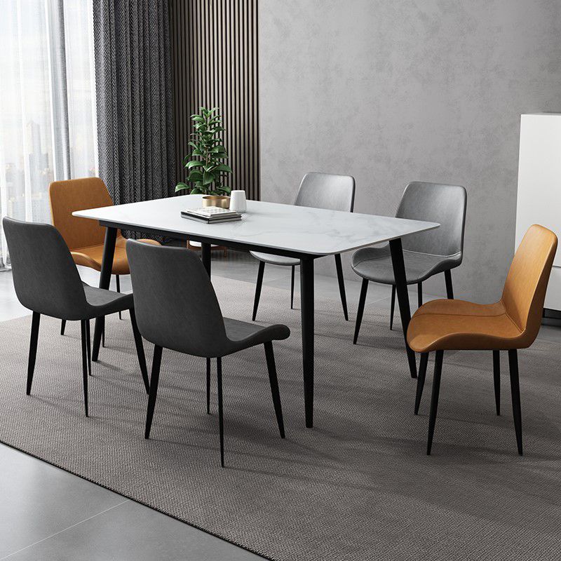 Stone Dining Room Collection Industrial Style Rectangle 4 Legs Dining Table Clearhalo ' dining_table' 'Dining Tables & Seating' 'Dining Tables' 'furn' 'furn_dining_table' 'Furniture' 'furniture_dining_table' 'Kitchen & Dining Furniture' 'kitchen&dining_furn' 'kitchen' 'kitchen_dining_table' 1200x1200_de362cf8-4330-4bce-aea2-c6575a7db724