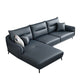 Blue Pillow Back Sectional Genuine Leather L-shape 3/4-Seat Sectional