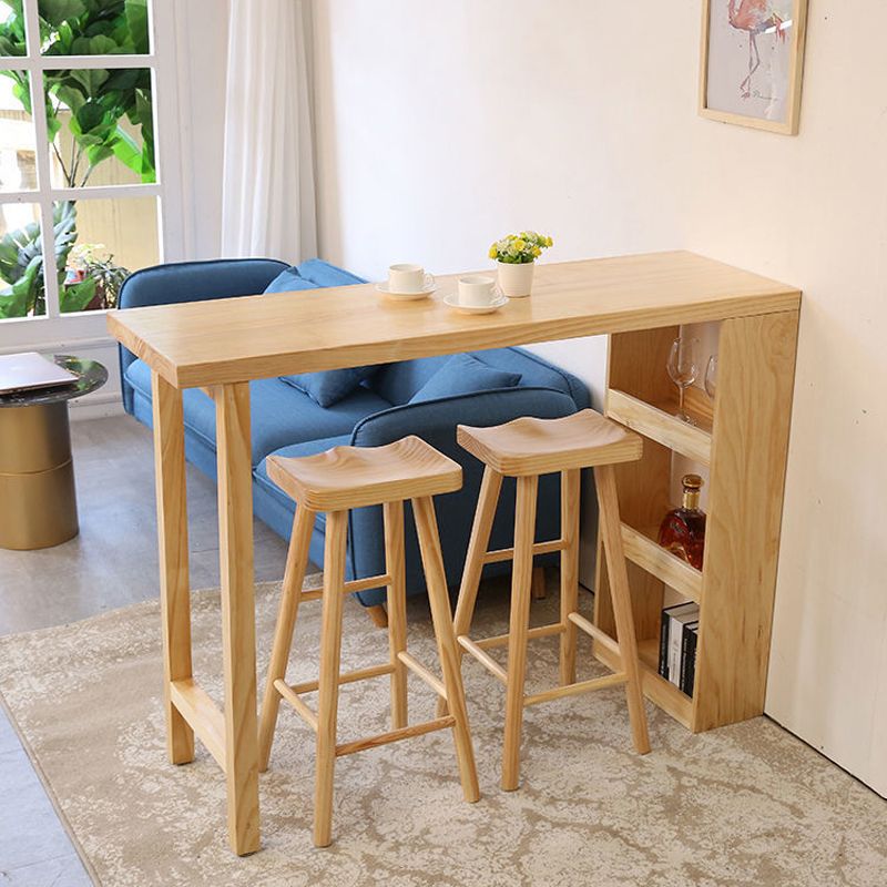 Modern Bar Table Set 1/2/3 Pieces Rectangle Bar Table with Wooden High Stools for Home