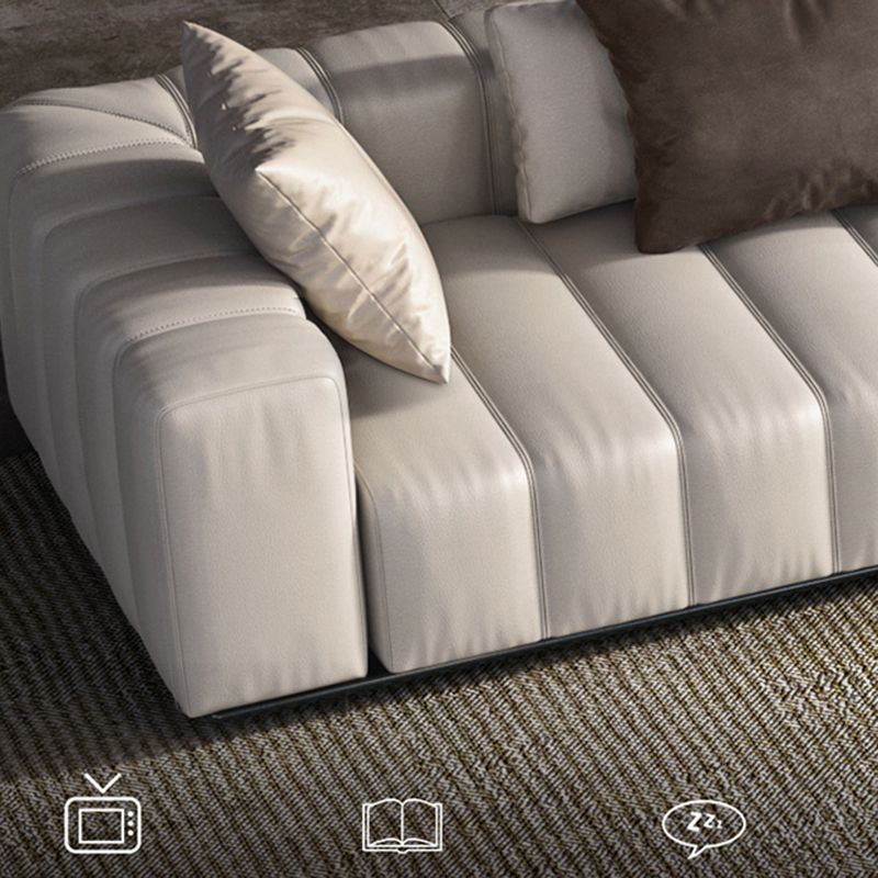 Divano sezionale in pelle autentica di metà secolo 24 "divano a braccio quadrato H con deposito