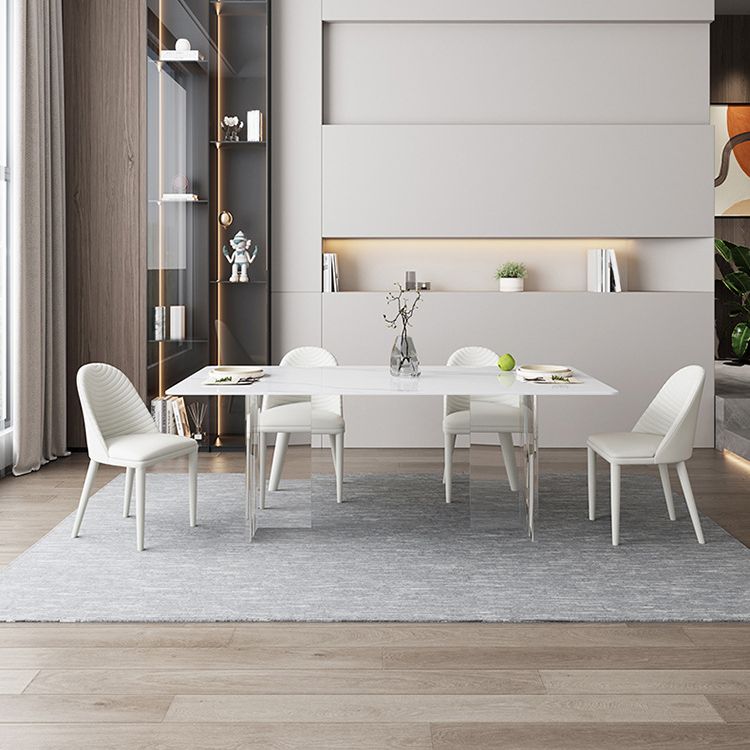 Rechthoek witte bovenkant eettafel moderne acrylbasis tafel voor keuken
