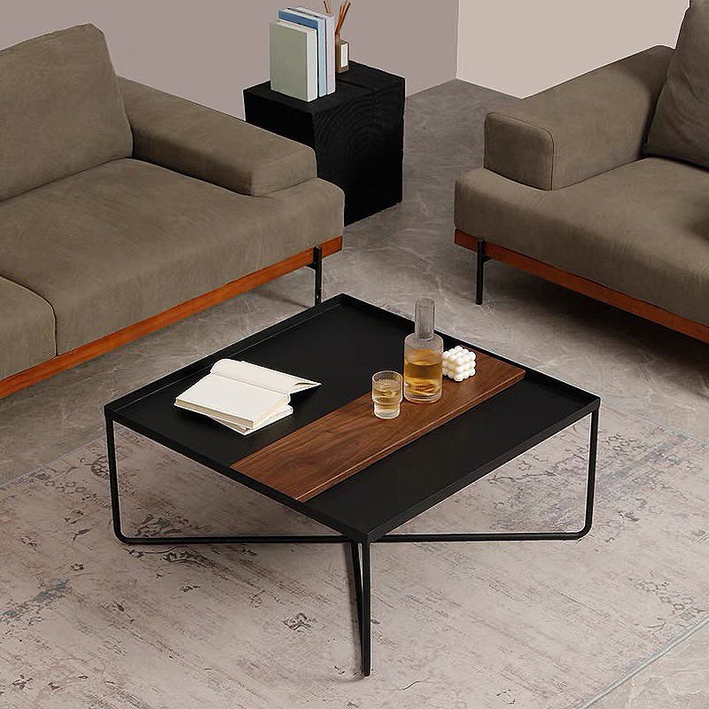 Modern Style Cross Table Base Wrought Iron Black Square & Rectangular Coffee Table Clearhalo 'Coffee & Accent Tables' 'Coffee Tables' 'coffee_tables' 'furn' 'furn_coffee_tables' 'Furniture' 'furniture_coffee_tables' 'Living Room Furniture' 1200x1200_de3ed475-6d4f-4492-aacc-f424cd71d374