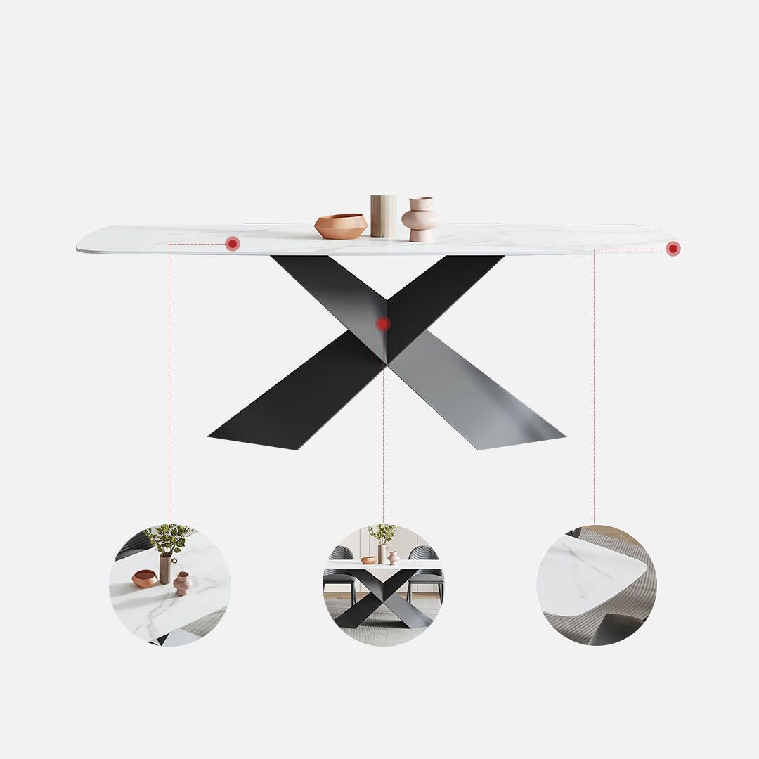 Contemporary Sintered Stone Dining Table Set of 5/7 with Rectangle Table Dining Set with Metal Base Clearhalo 'Dining Room Sets' 'Dining Tables & Seating' 'dining_room_set' 'furn' 'furn_dining_room_set' 'Furniture' 'furniture_dining_room_set' 'Kitchen & Dining Furniture' 'kitchen&dining_furn' 'kitchen' 1200x1200_de3f0b99-fe6a-4f40-b521-3e3c627298a0