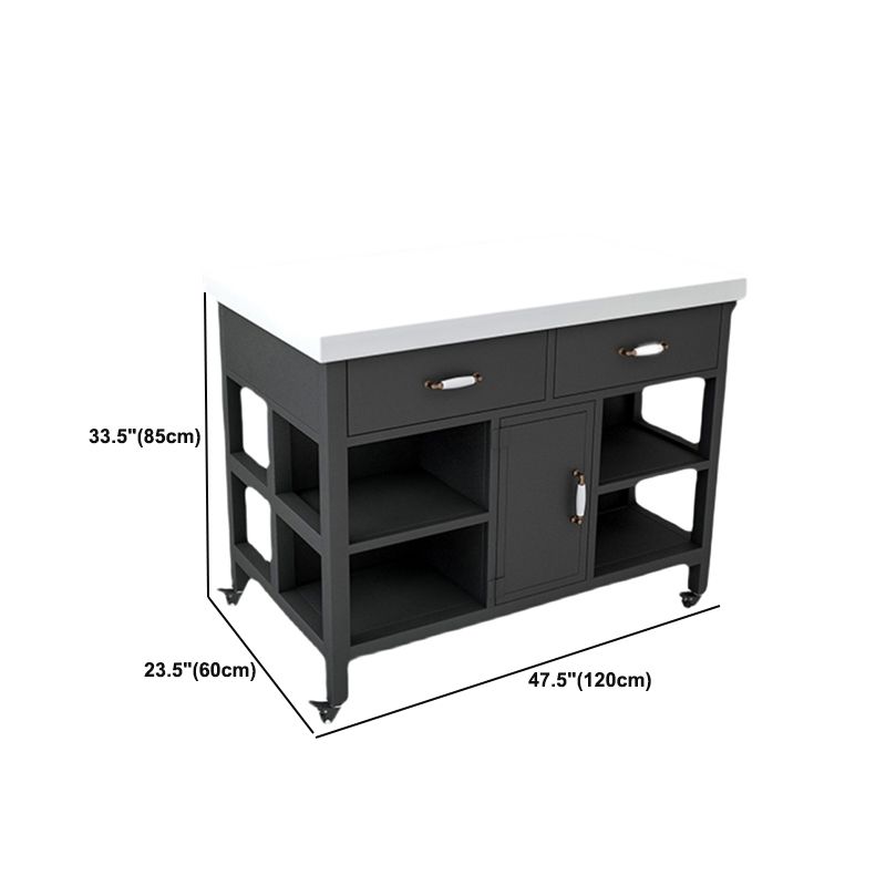 Moderne stijl Rolling Kitchen Cart Marble Kitchen Island Cart met lade