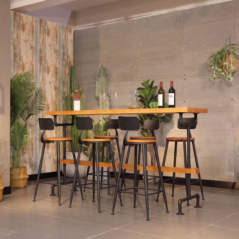 Massivholz-Bartisch-Set, moderner rechteckiger 1/2/7-teiliger Thekentisch