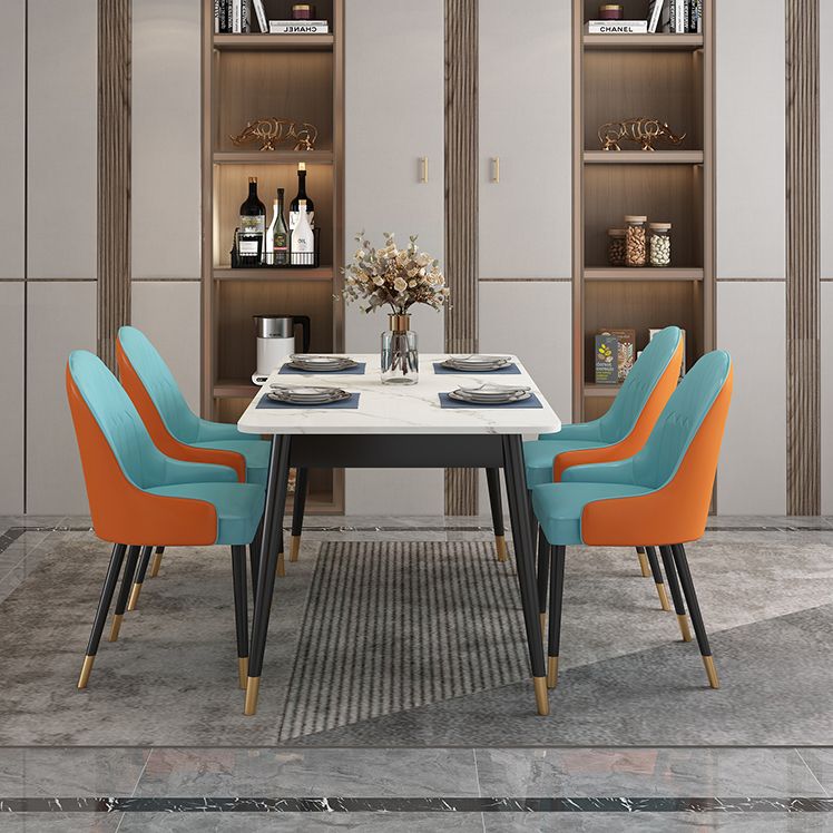 Modern Style Sintered Stone Dining Table White Rectangle Table with Metal Base for Home Use Clearhalo ' dining_table' 'Dining Tables & Seating' 'Dining Tables' 'furn' 'furn_dining_table' 'Furniture' 'furniture_dining_table' 'Kitchen & Dining Furniture' 'kitchen&dining_furn' 'kitchen' 'kitchen_dining_table' 1200x1200_de43a7c1-f08d-4db1-91f9-6d1fea2f5598
