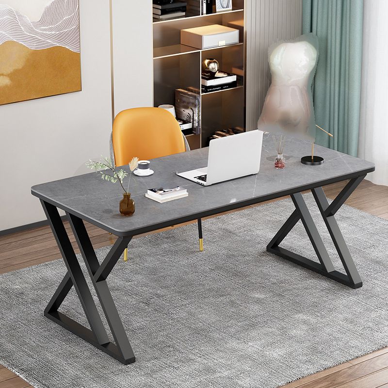 Contemporary Office Desk Black Computer Desk with Metal Legs Clearhalo 'furn' 'furn_office_desk' 'Furniture' 'Office Desks' 'Office Furniture' 'office_desk' 1200x1200_de46030f-3882-4718-b947-7e5164e682a7